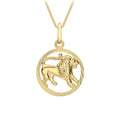 9K Yellow Gold Diamond Cut Leo Zodiac Pendant