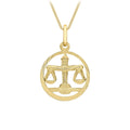 9K Yellow Gold Diamond Cut Libra Zodiac Pendant