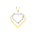 9K 2-Colour Gold Diamond Cut Double-Heart Pendant