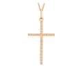 9K Rose Gold Diamond Cut Slim Cross Pendant
