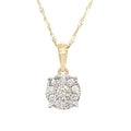 9K Yellow Gold 0.33ct Diamond Cluster Pendant
