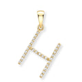 9K Yellow Gold Large Diamond 'H' Initial Pendant