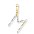 9K Yellow Gold Large Diamond 'M' Initial Pendant