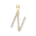 9K Yellow Gold Large Diamond 'N' Initial Pendant