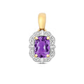 9K Yellow Gold Amethyst & Diamond Pendant