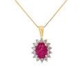 9K Yellow Gold Ruby and Diamond Pendant
