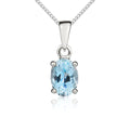 9K White Gold Oval Aquamarine Pendant