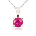 9K White Gold Round Ruby Claw Pendant