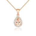 9K Rose Gold Pear Morganite & Diamond Pendant