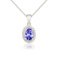9K White Gold Oval Tanzanite & Diamond Pendant