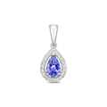 9K White Gold Pear Tanzanite and Diamond Pendant