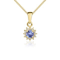 9K Yellow Gold Tanzanite & Diamond Halo Pendant
