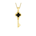 9K Yellow Gold Black Onyx Clover Key Pendant