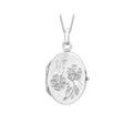 9K White Gold Daisy-Detail Oval Locket