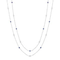 38" Silver Rubover Blue & Clear CZ's Necklace