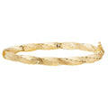 9K Yellow Gold Satin Facet Twist Bangle
