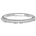 Sterling Silver Oval Cubic Zirconia Hinged Bangle