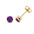 9K Yellow Gold Amethyst Stud Earrings