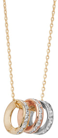 9ct Tri-Colour Gold Cubic Zirconia Set Ring Necklce