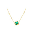 9K Yellow Gold Malachite Petal Necklace/ 16+1'
