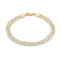 9K 2 Colour Gold Woven Herringbone Bracelet 7"