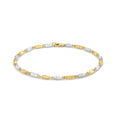 9K 2 Colour Gold Rectangle Link Bracelet 8"