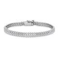 9K White Gold Cubic Zirconia Two Row Tennis Bracelet 7"