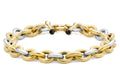 9ct Bi-Coloured Gold Textured Rings Bracelet 7"
