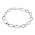 9K White Gold Cubic Zirconia Oval Link Bracelet 7.5"