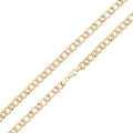 9K Yellow Gold Textured Double Link Curb Bracelet 7.5"
