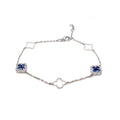 9K White Gold Diamond & Sapphire Quatrefoil Bracelet 7.5''