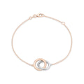 9K 2 Coloured Gold Interlocked Rings Bracelet /7.5"