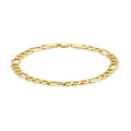 9K Yellow Gold Hollow Diamond Cut Figaro Bracelet /7.5"