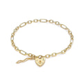 9K Gold Figaro Padlock Bracelet /7"