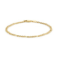9K Yellow Gold Hollow Figaro Bracelet /7"