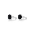 Men's Sterling Silver Faceted Black Onyx Round Cufflinks