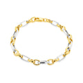 9K 2-Colour Gold Oval Figaro Bracelet /8"