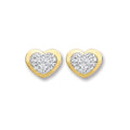 9ct Gold Heart Shape With Crystals Studs