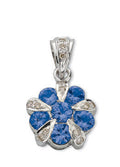 9ct White Gold 0.06ct Diamond & 0.90ct Tanzanite Cluster / Flower Pendant