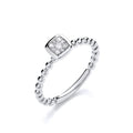 9ct White Gold 0.10ct Beaded Shank Square Top Ring