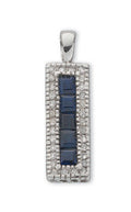 9ct White Gold 0.16ct Diamond & 0.70ct Blue Sapphire Drop Pendant