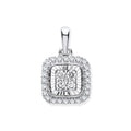 9ct White Gold D/c Bezel Square 0.25ctw Diamond Pendant