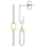 9ct White & Yellow Gold 0.18ctw Link Drop Diamond Earrings