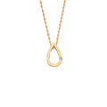 9ct Yellow Gold 0.04ct Diamond Tear Drop Pendant With 18in/45cm Chain