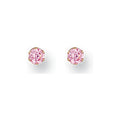 9ct Yellow Gold 3mm Claw Set Pink CZ Studs
