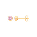 9ct Yellow Gold 4mm Rubover Set Pink CZ Studs