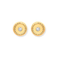 9ct Yellow Gold 6mm Ribbed Edge With CZ Studs