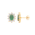 9ct Yellow Gold Emerald & CZ Cluster Studs
