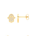 9ct Yellow Gold Hamsa With Evil Eye CZ Studs