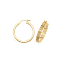 9K Yellow Gold 20mm Ridged Hoop Earrings
